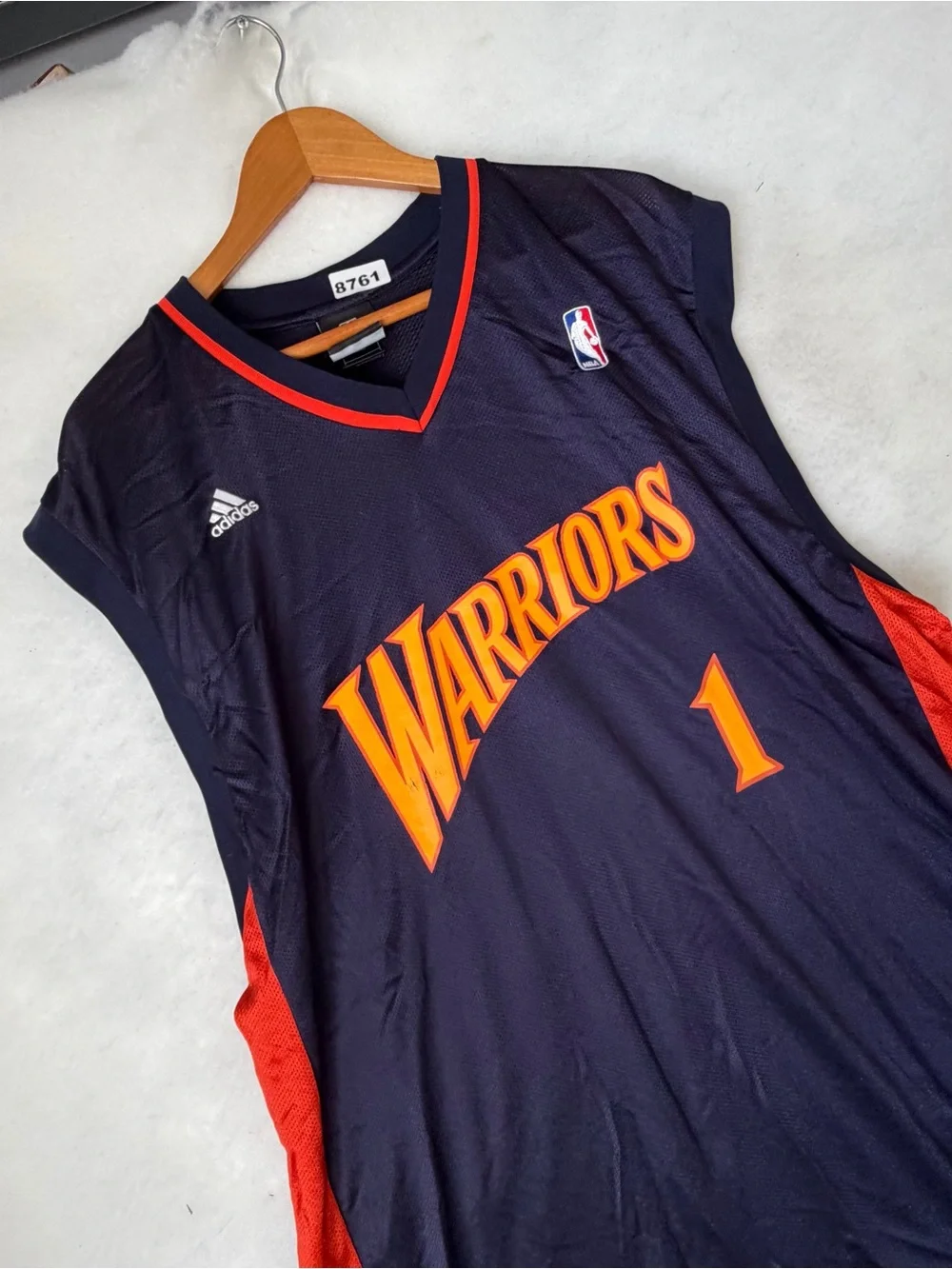 Vintage Golden State Warriors Basketball Jersey Blue Stephen Jackson Adidas L